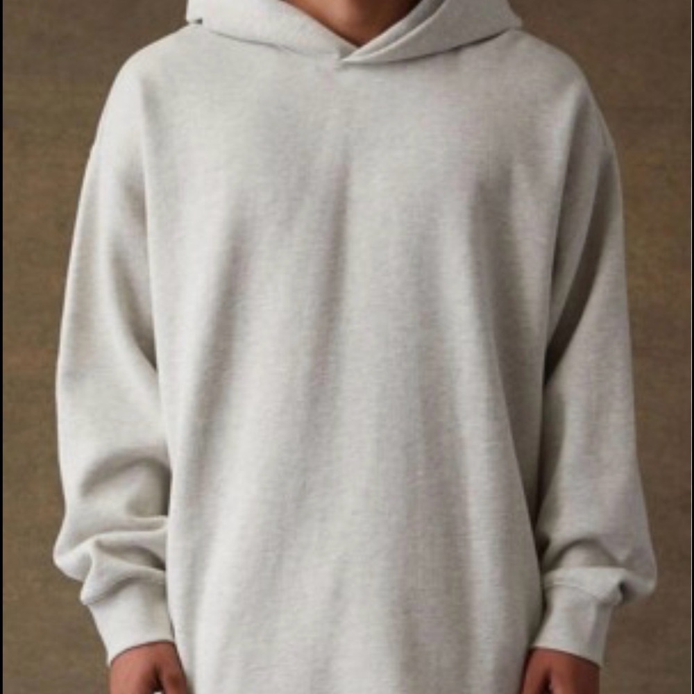 Essentials Light Gray Hooded Pullover Sweatshirt